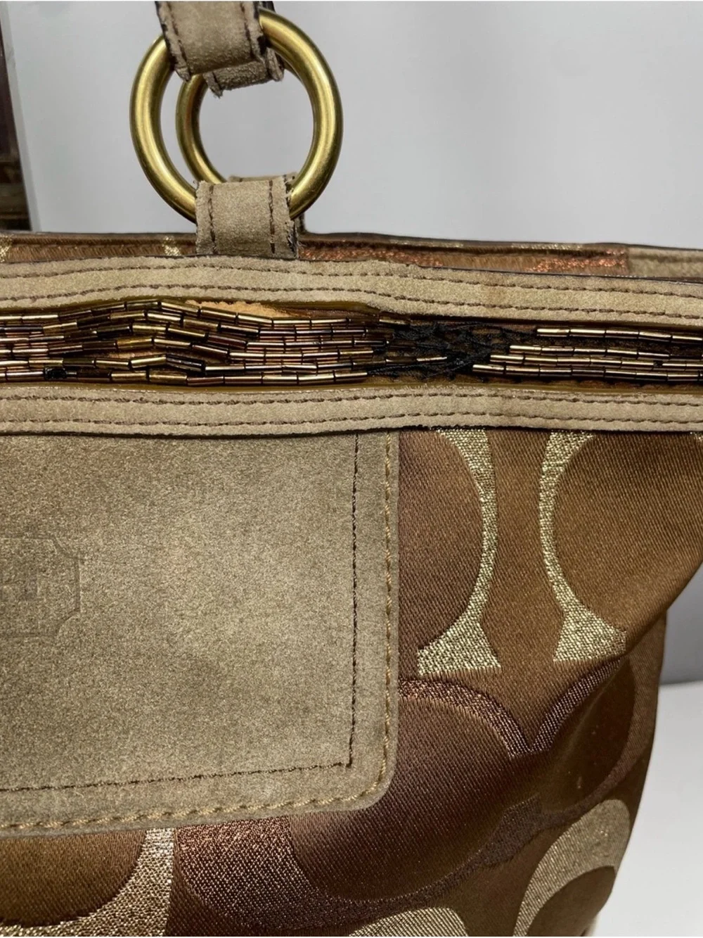 Coach Vintage 2006 Signature C Lilia Metallic Tote Bag